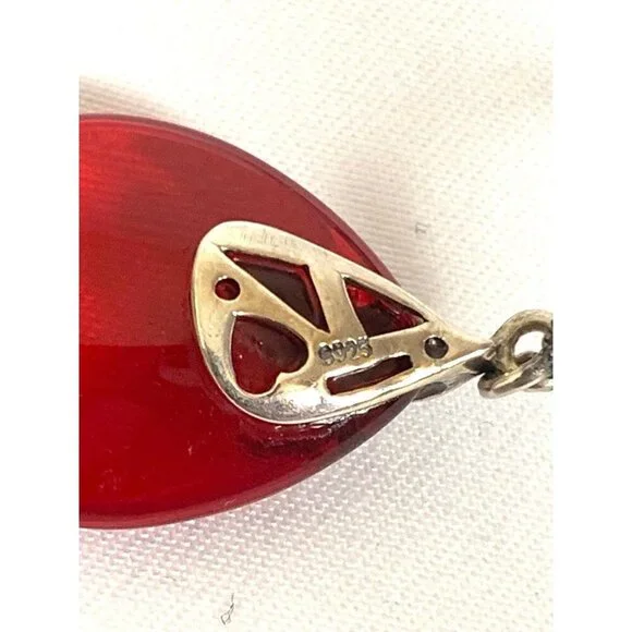 Chalcedony Chrystal Tear Drop Dangle Earrings with Sterling Silver Leaf Design - Picture 3 of 7